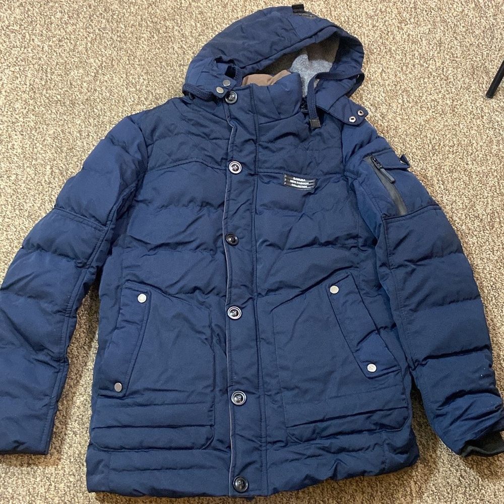 Vintage Size XXL 180/96A Navy Hooded Puffer Jacket